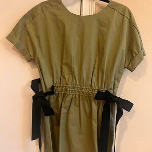 Zara Olive Green Mini Dress with Black Accents